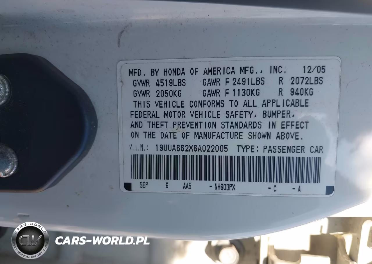 2006 Acura Tl VIN:19UUA662X6A022005 - 9