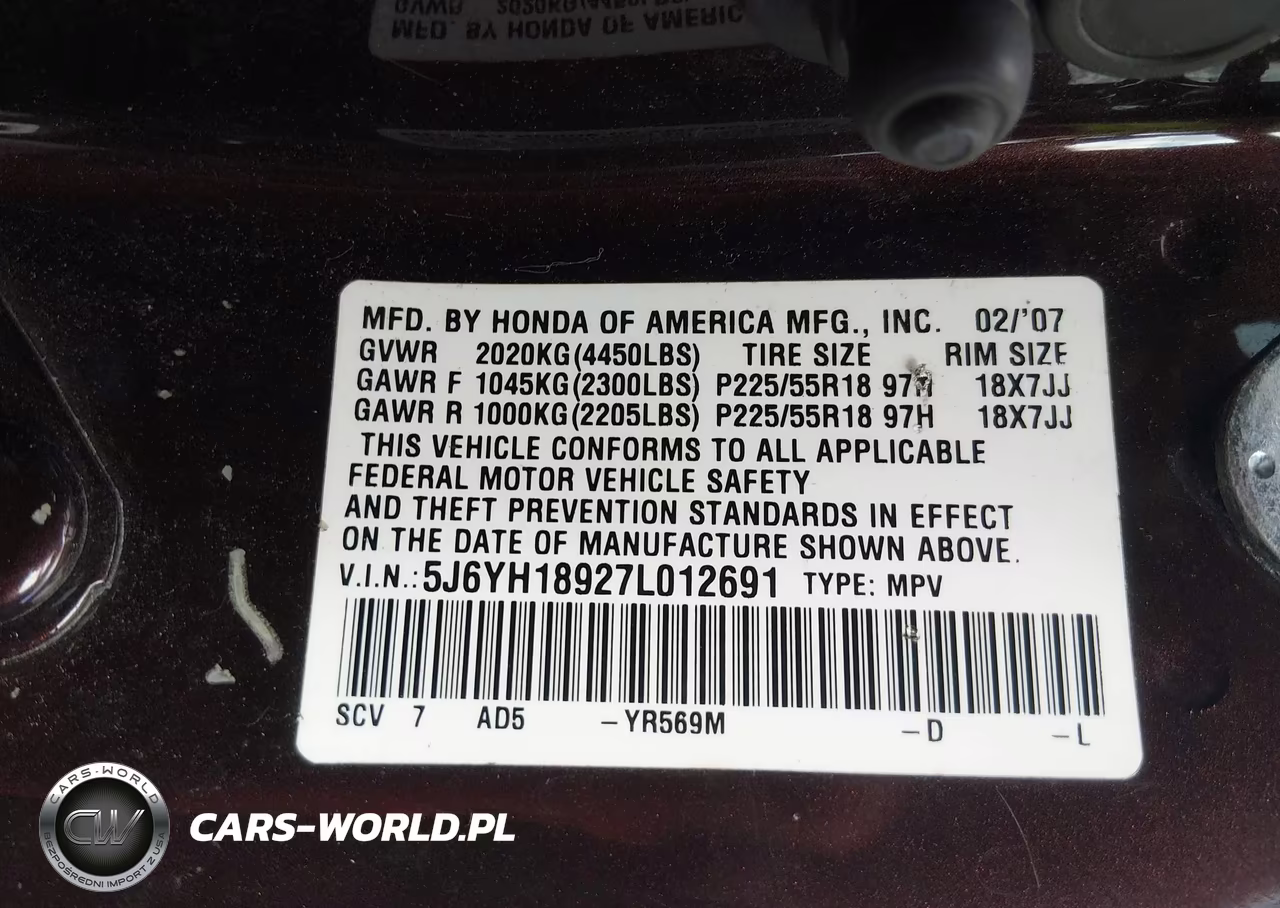 2007 Honda Element Sc VIN:5J6YH18927L012691 - 9