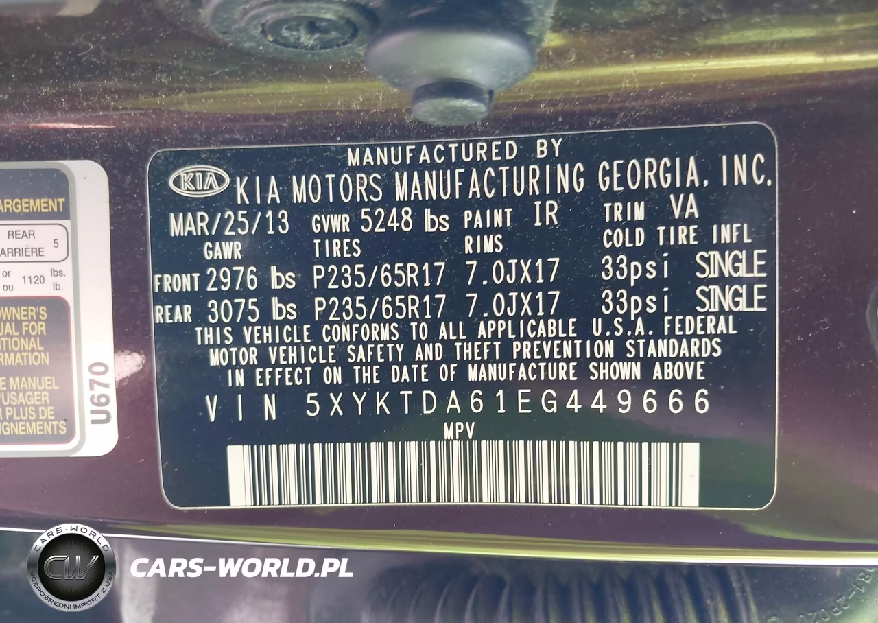 2014 Kia Sorento Lx VIN:5XYKTDA61EG449666 - 9