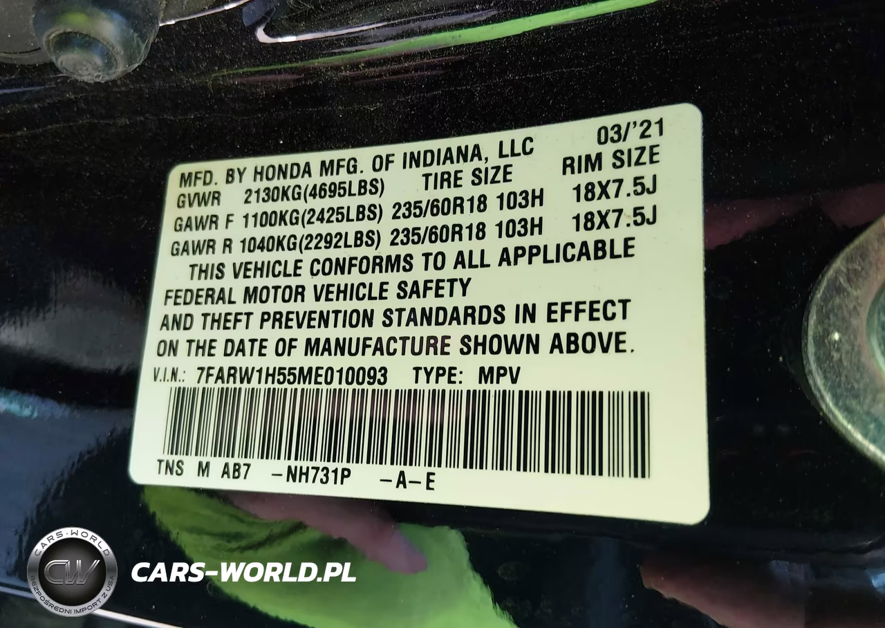 2021 Honda Cr-V 2Wd Ex VIN:7FARW1H55ME010093 - 9