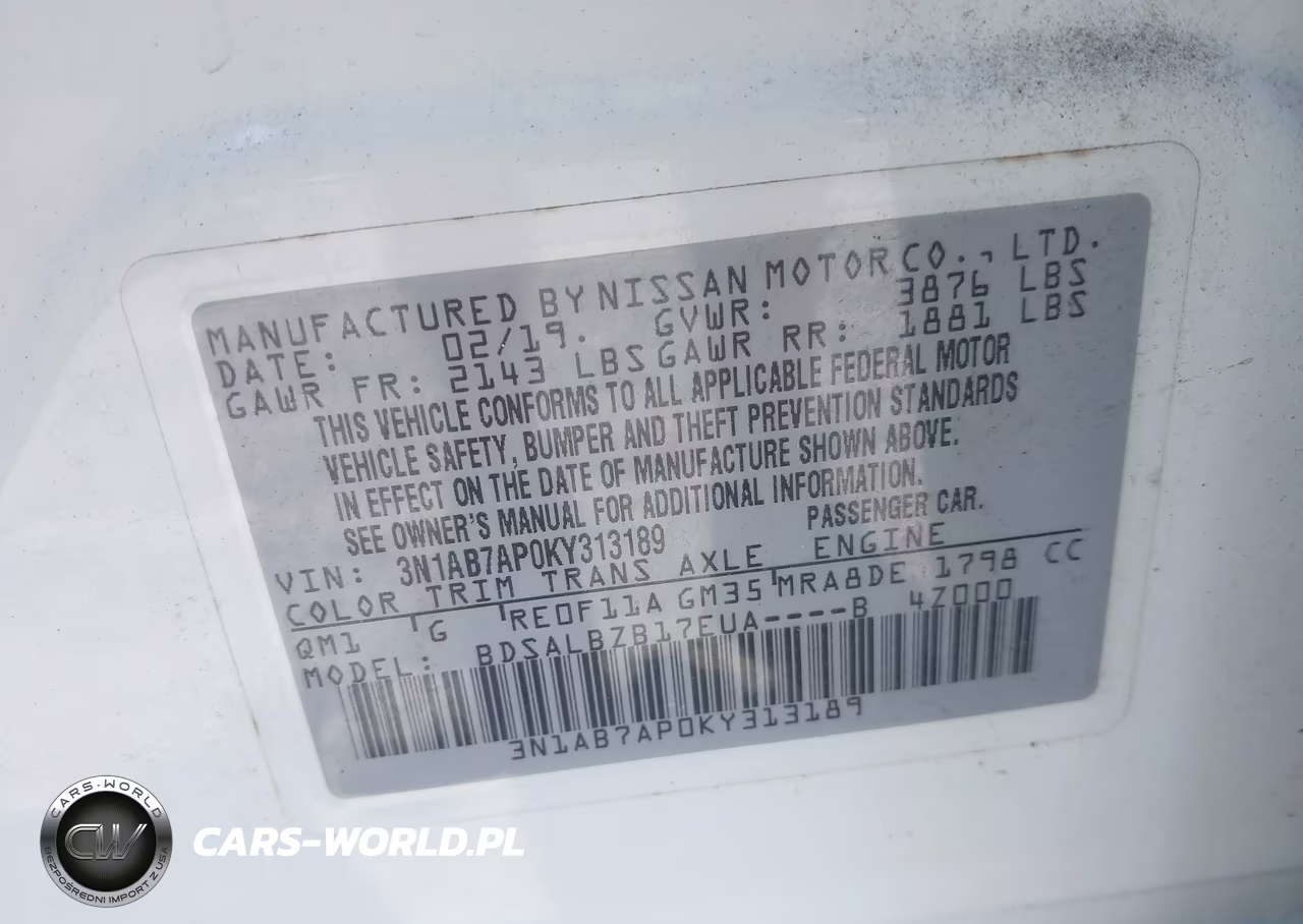 2019 Nissan Sentra S VIN:3N1AB7AP0KY313189 - 9