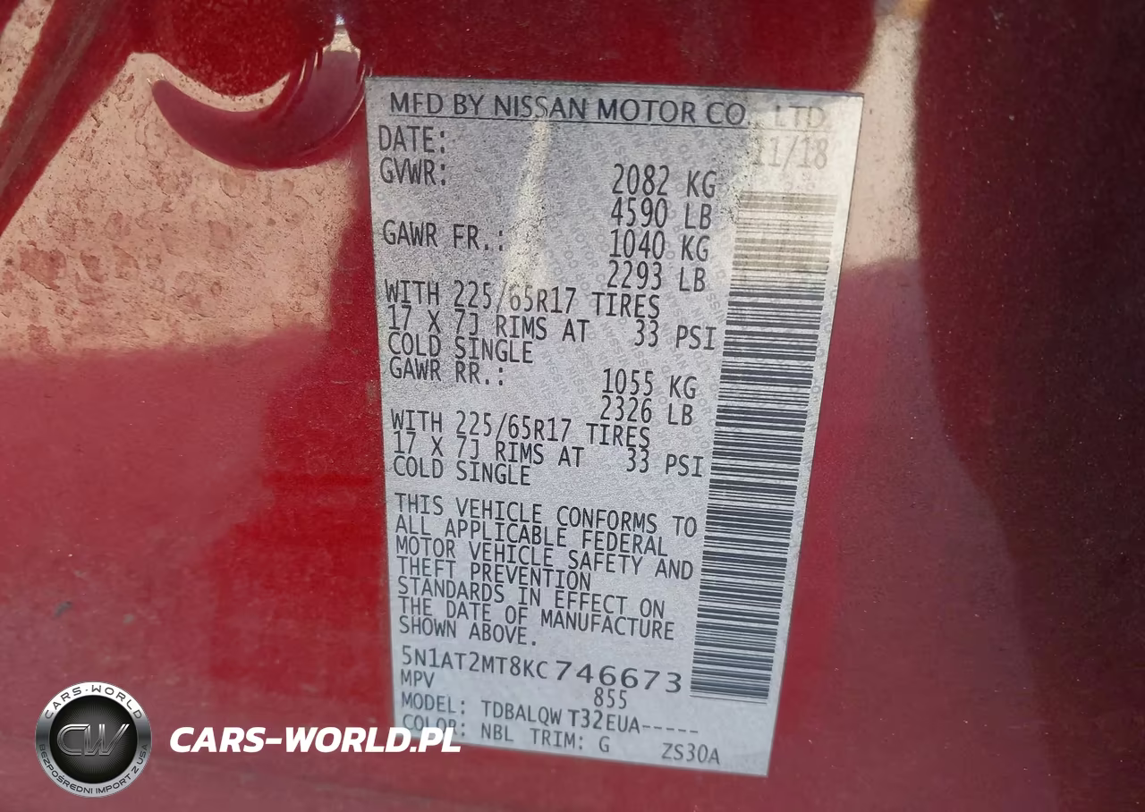 2019 Nissan Rogue Sv VIN:5N1AT2MT8KC746673 - 9