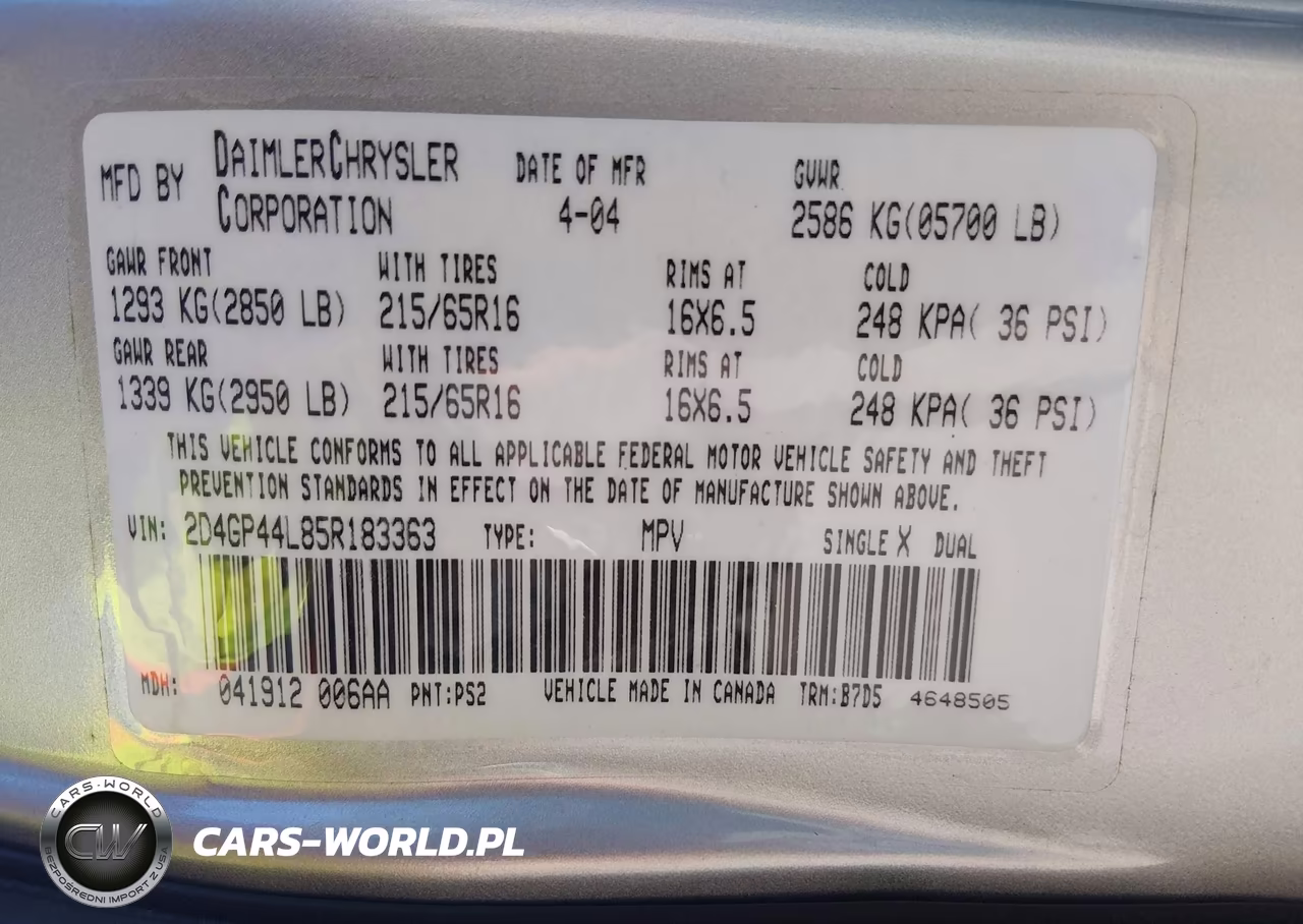2005 Dodge Grand Caravan Sxt VIN:2D4GP44L85R183363 - 9