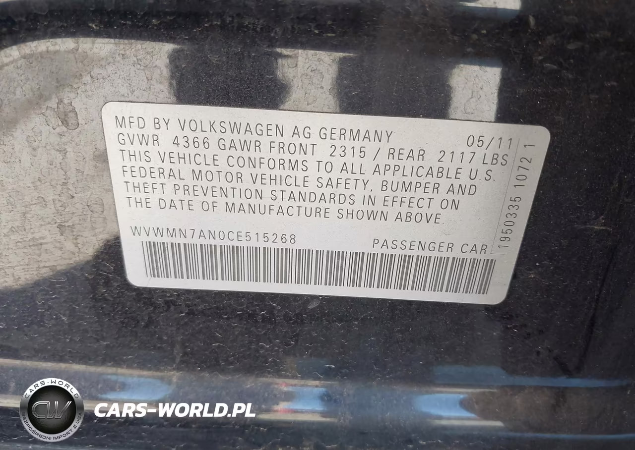 2012 Volkswagen Cc Sport VIN:WVWMN7AN0CE515268 - 9