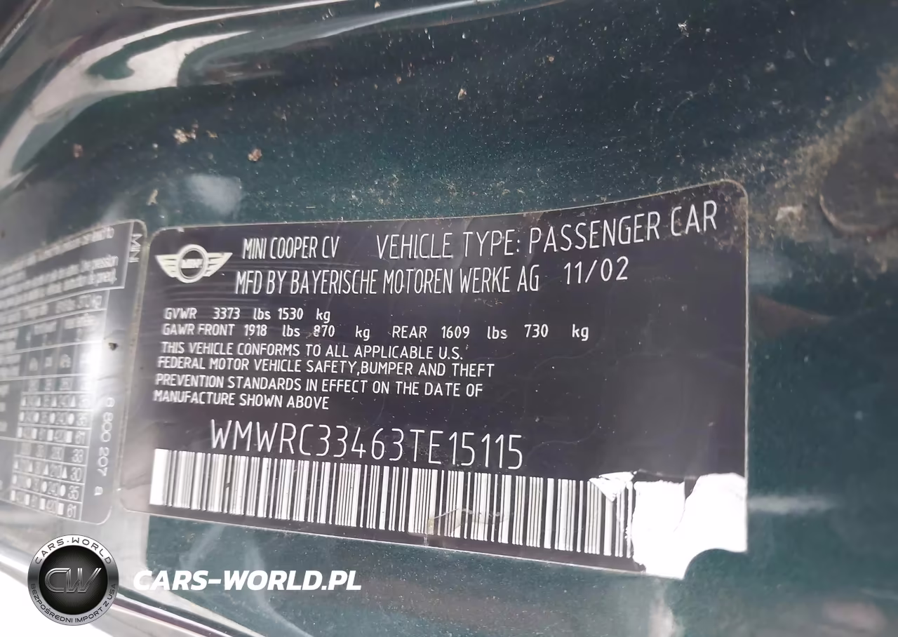 2003 Mini Cooper VIN:WMWRC33463TE15115 - 9