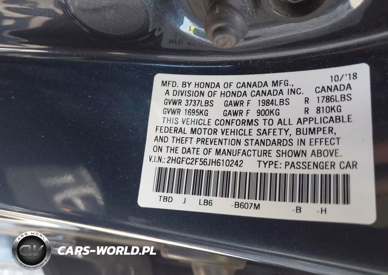 2018 Honda Civic Lx VIN:2HGFC2F56JH610242 - 9