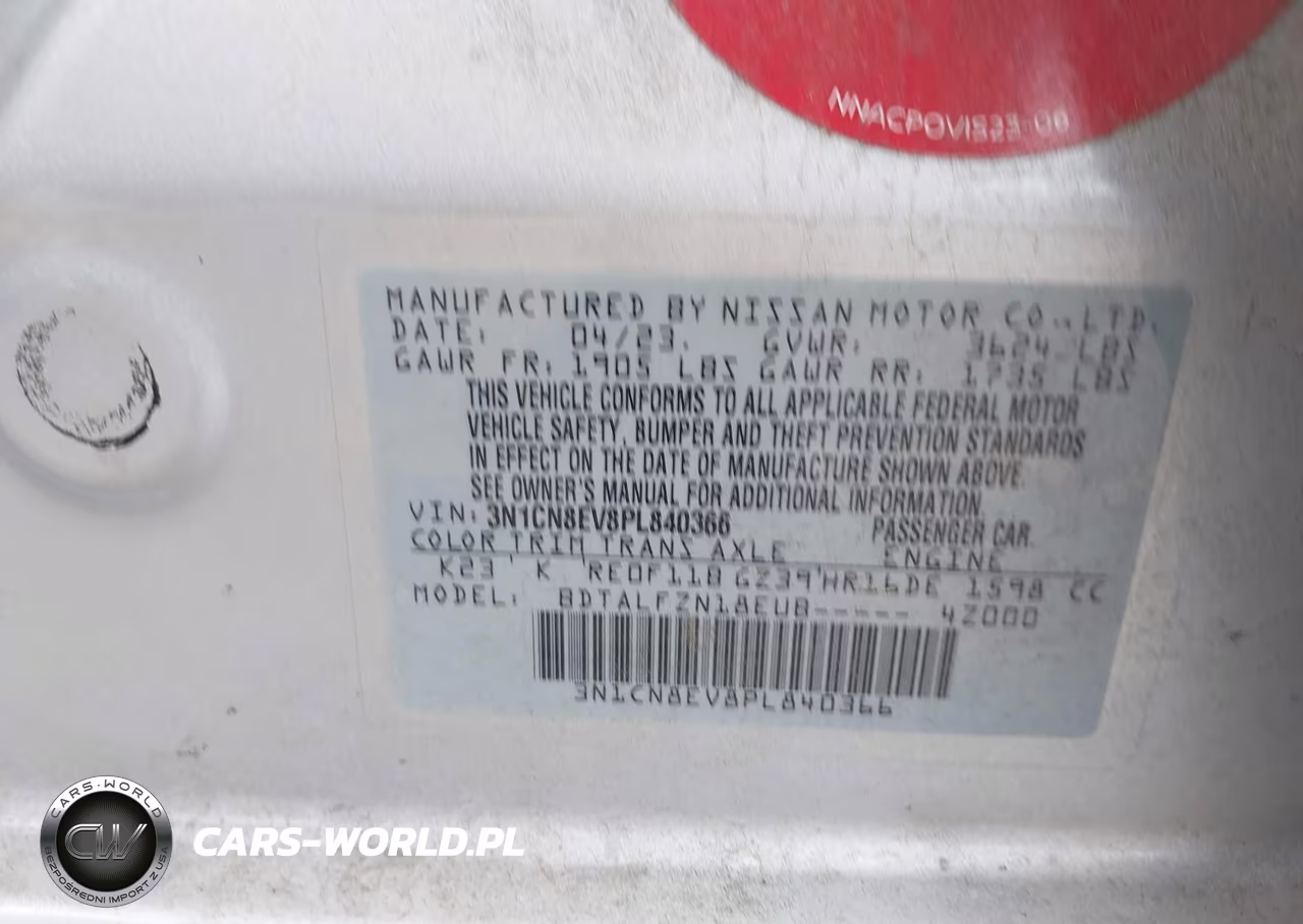 2023 Nissan Versa 1.6 Sv Xtronic Cvt VIN:3N1CN8EV8PL840366 - 9