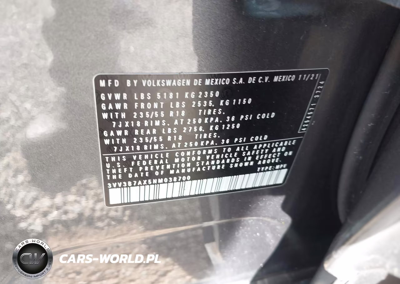 2022 Volkswagen Tiguan 2.0T Se VIN:3VV3B7AX5NM038700 - 9