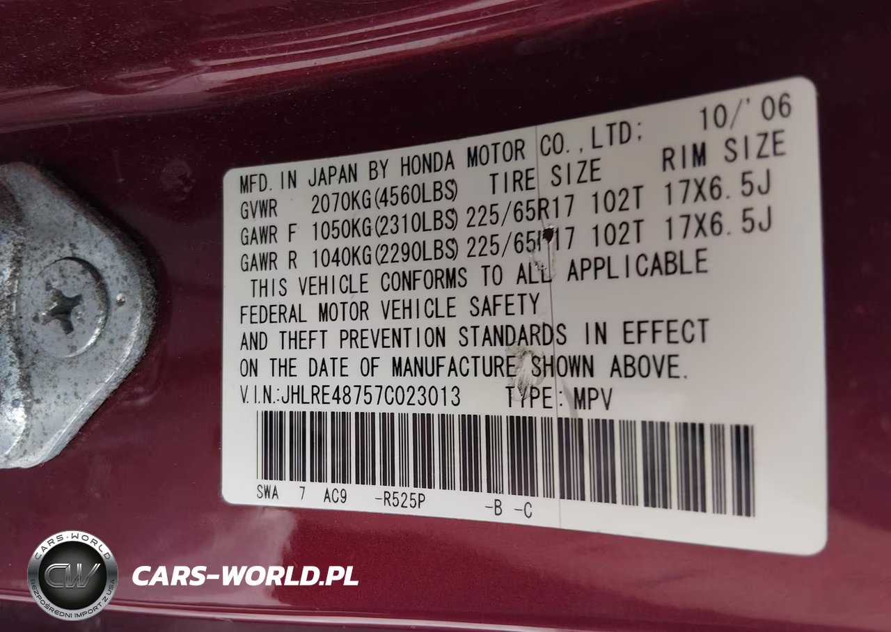 2007 Honda Cr-V Ex-L VIN:JHLRE48757C023013 - 9