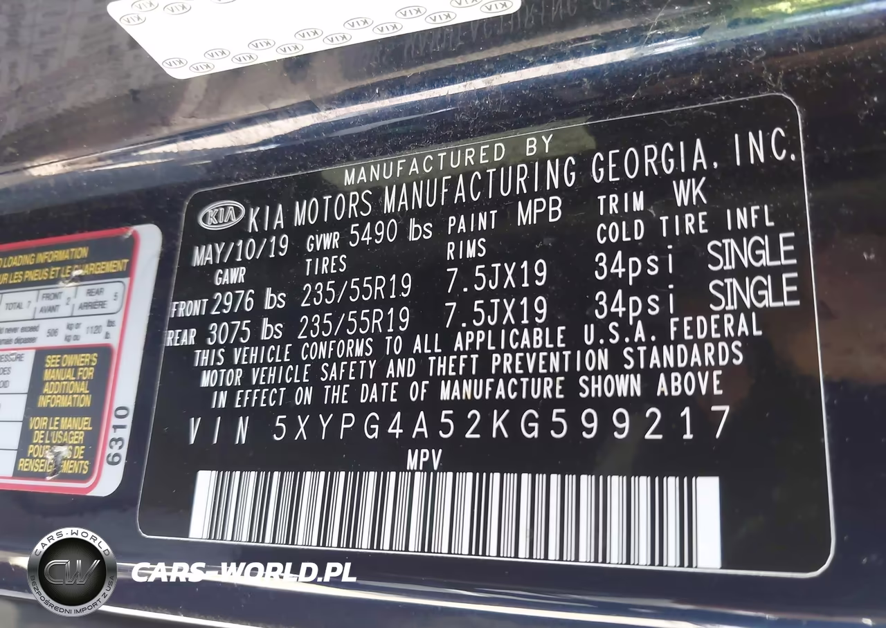 2019 Kia Sorento 3.3L S VIN:5XYPG4A52KG599217 - 9