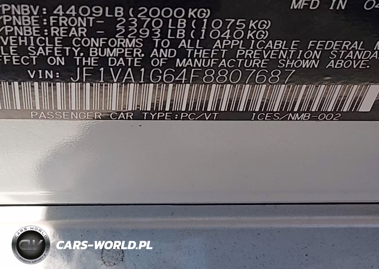 2015 Subaru Wrx Limited VIN:JF1VA1G64F8807687 - 9