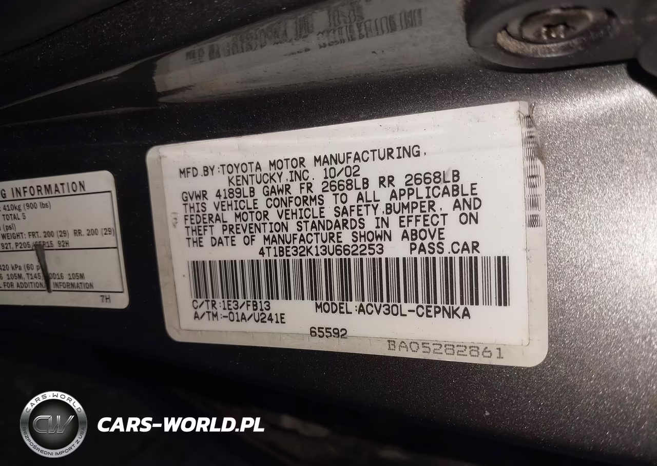 2003 Toyota Camry Le VIN:4T1BE32K13U662253 - 9