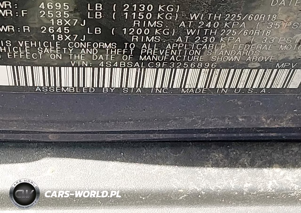 2015 Subaru Outback 2.5I Limited VIN:4S4BSALC9F3256896 - 9