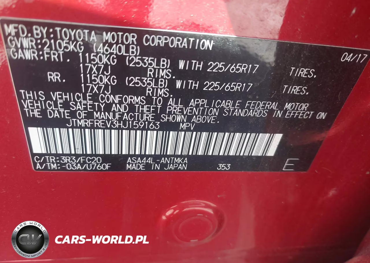 2017 Toyota Rav4 Xle VIN:JTMRFREV3HJ159163 - 9