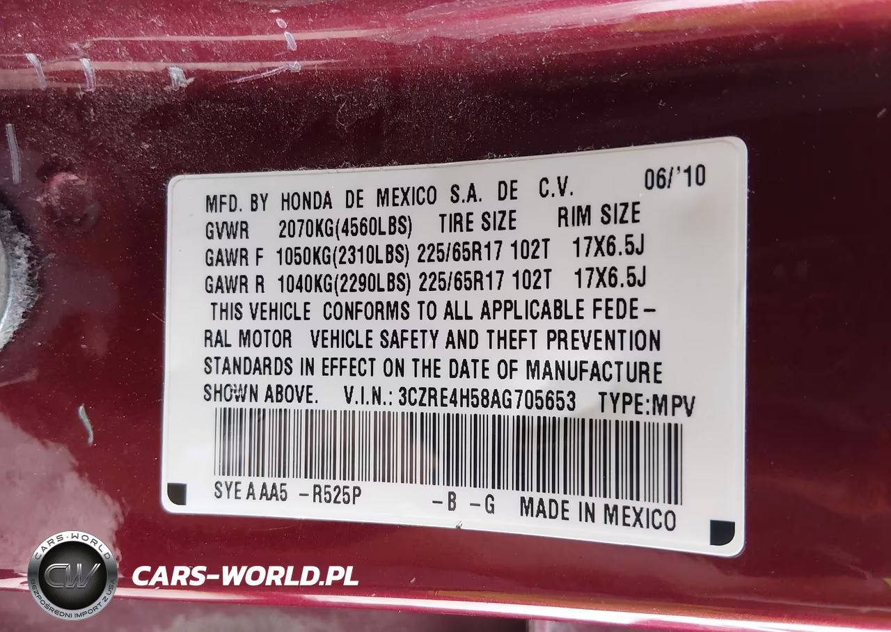 2010 Honda Cr-V Ex VIN:3CZRE4H58AG705653 - 9
