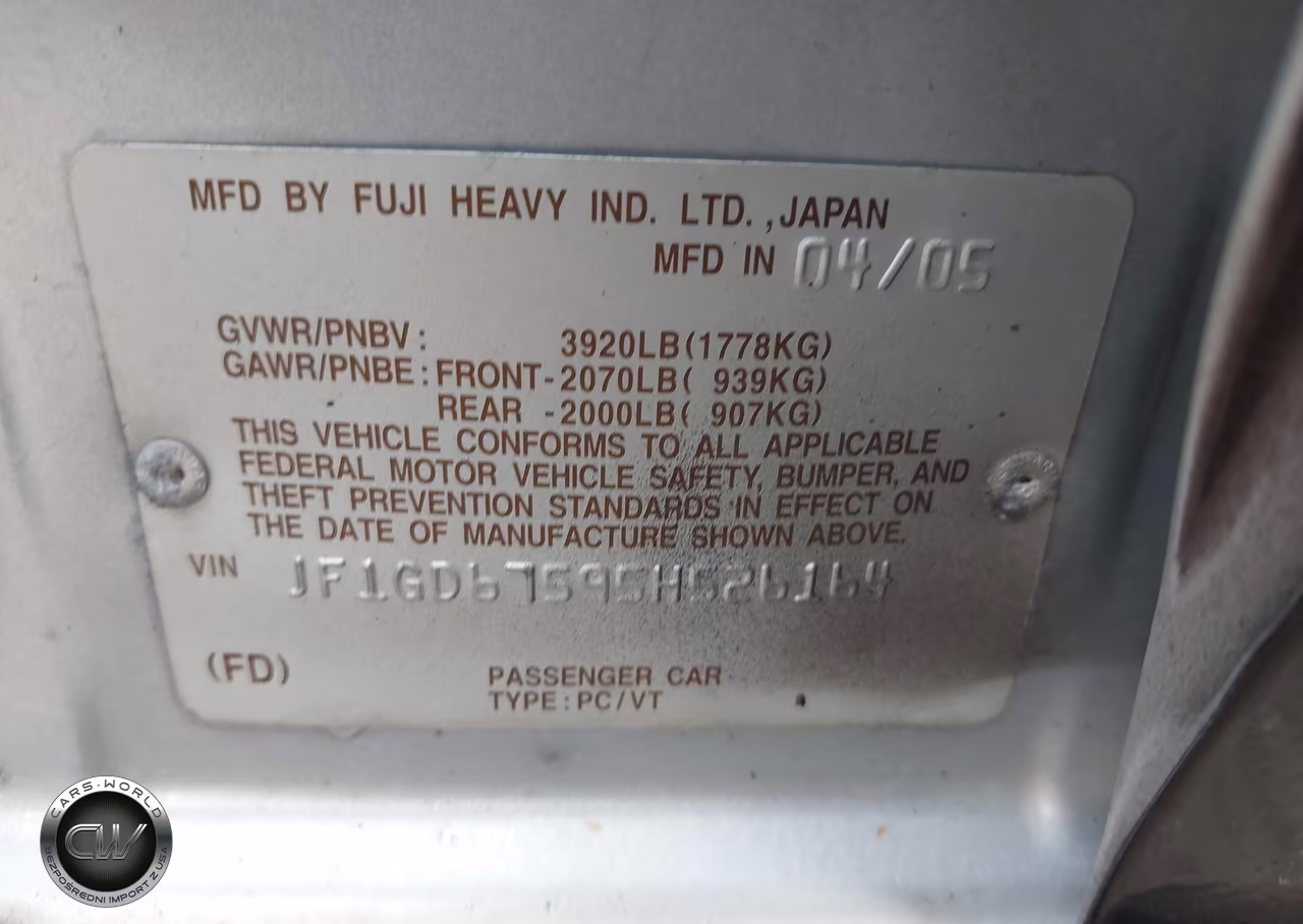 2005 Subaru Impreza 2.5Rs VIN:JF1GD67595H526164 - 9