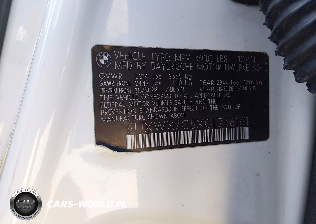 2012 BMW X3 xDrive35I VIN:5UXWX7C5XCL736161 - 9