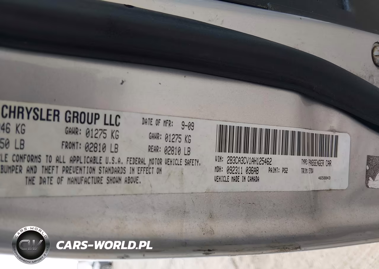 2010 Dodge Charger Sxt VIN:2B3CA3CV1AH125462 - 9