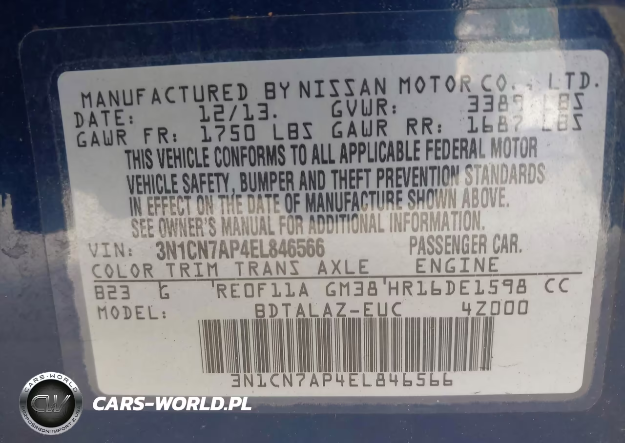 2014 Nissan Versa 1.6 S+ VIN:3N1CN7AP4EL846566 - 9