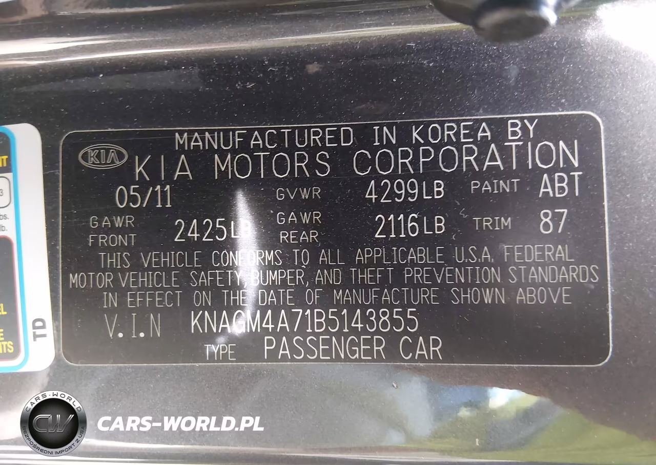 2011 Kia Optima Lx VIN:KNAGM4A71B5143855 - 9