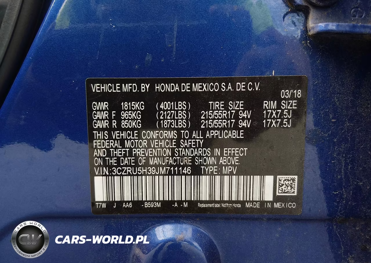 2018 Honda Hr-V Lx VIN:3CZRU5H39JM711146 - 9