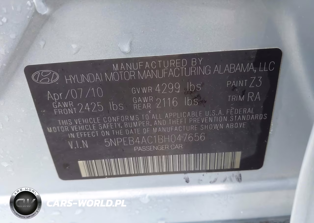 2011 Hyundai Sonata Gls VIN:5NPEB4AC1BH047656 - 9