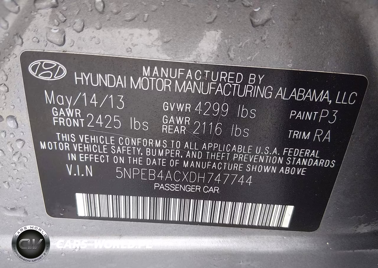2013 Hyundai Sonata Gls VIN:5NPEB4ACXDH747744 - 9