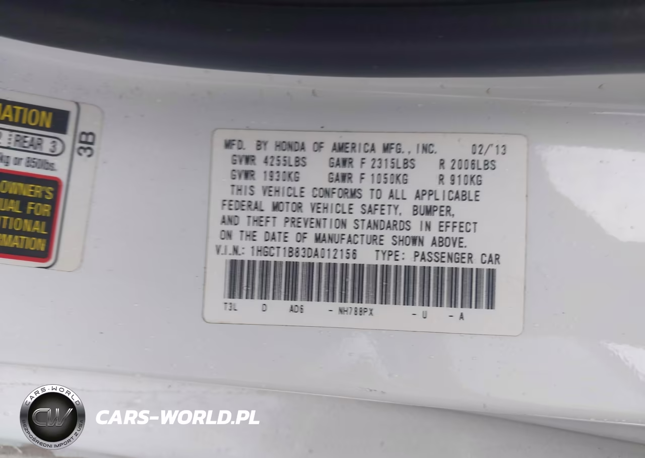 2013 Honda Accord Ex-L VIN:1HGCT1B83DA012156 - 9