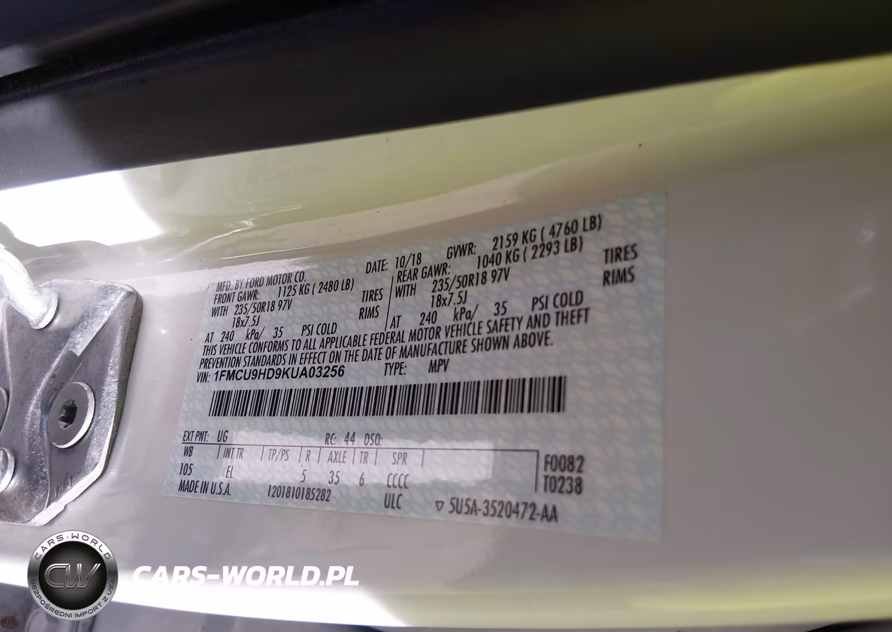 2019 Ford Escape Sel VIN:1FMCU9HD9KUA03256 - 9