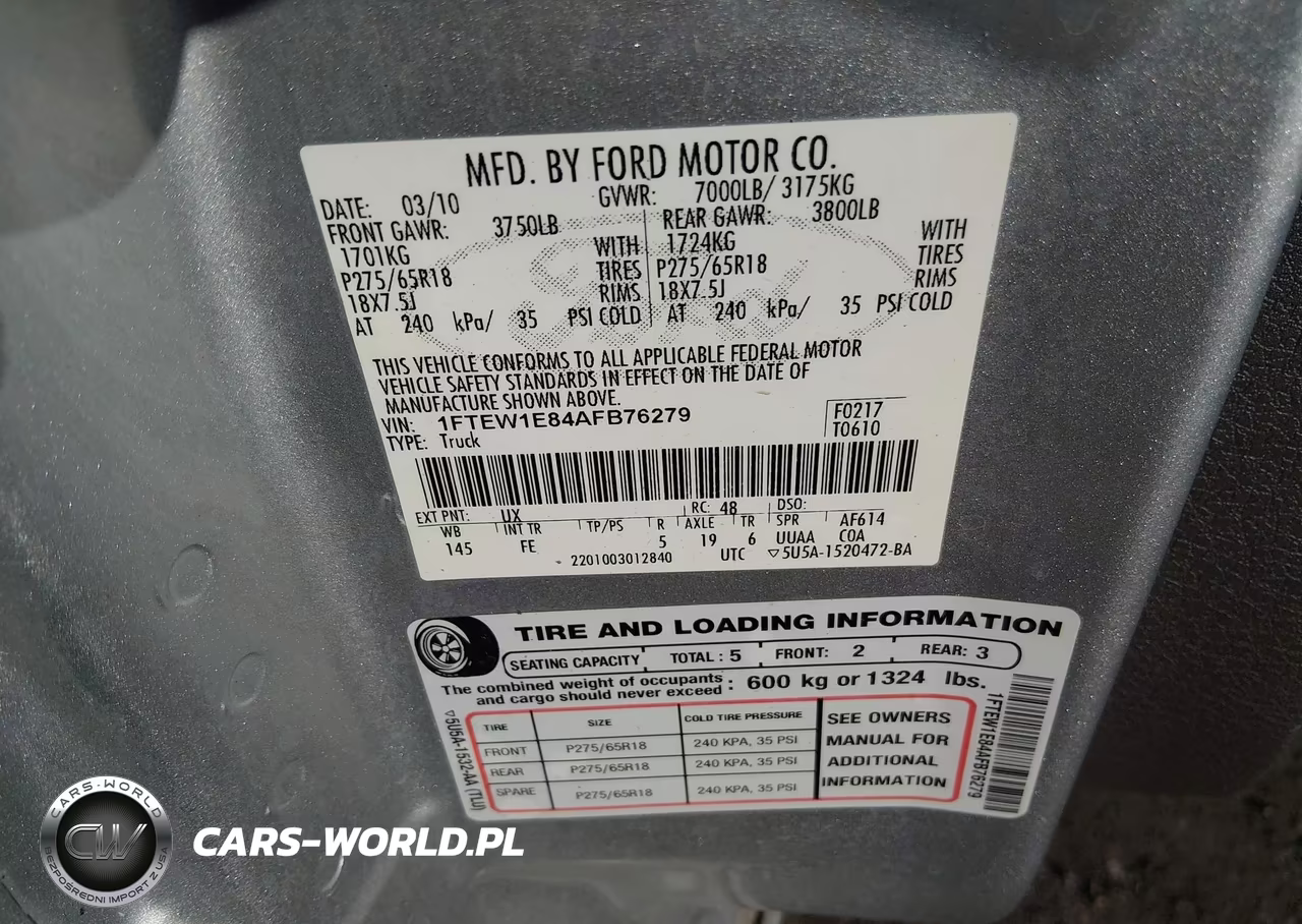 2010 Ford F-150 Xl-Xlt VIN:1FTEW1E84AFB76279 - 9