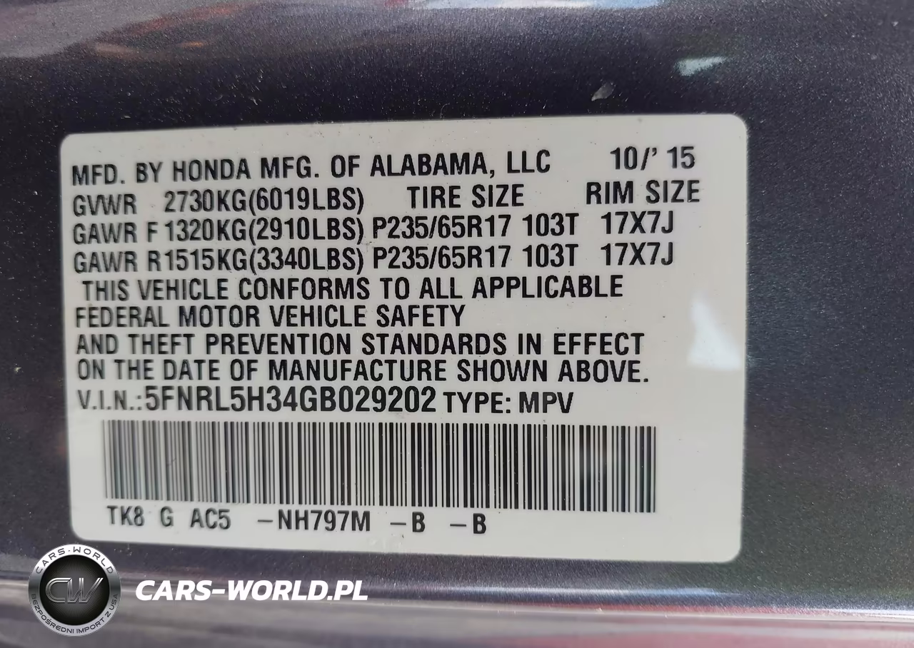 2016 Honda Odyssey Se VIN:5FNRL5H34GB029202 - 9