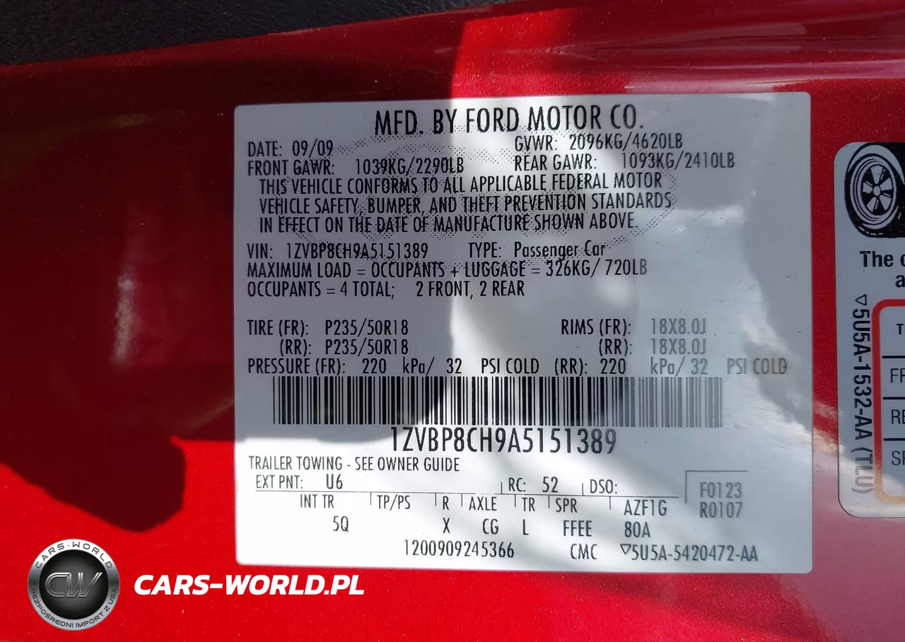 2010 Ford Mustang Gt Premium VIN:1ZVBP8CH9A5151389 - 9