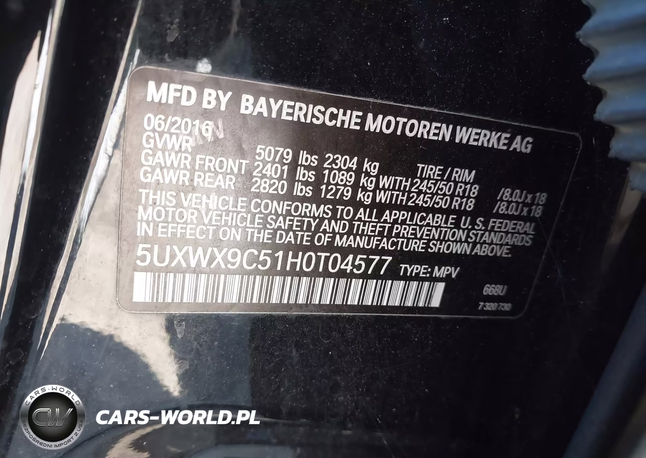 2017 BMW X3 xDrive28I VIN:5UXWX9C51H0T04577 - 9