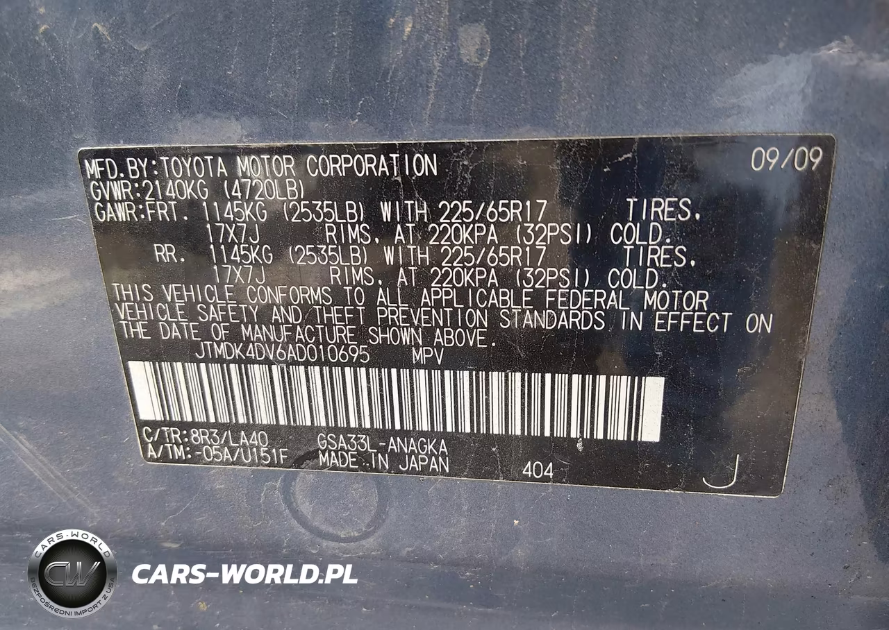 2010 Toyota Rav4 Limited V6 VIN:JTMDK4DV6AD010695 - 9