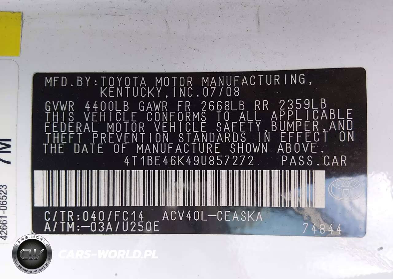 2009 Toyota Camry Se VIN:4T1BE46K49U857272 - 9