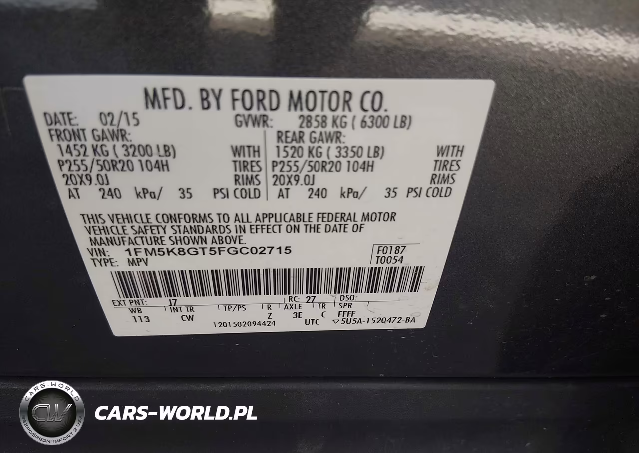 2015 Ford Explorer Sport VIN:1FM5K8GT5FGC02715 - 9