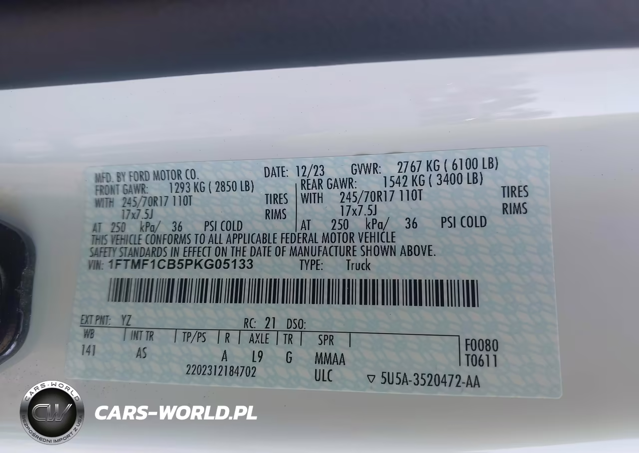 2023 Ford F-150 Xl VIN:1FTMF1CB5PKG05133 - 9