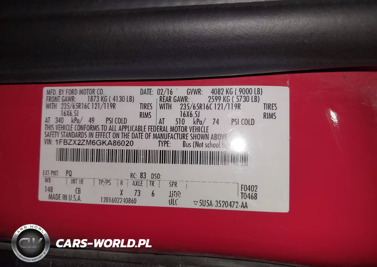 2016 Ford Transit-350 Xl VIN:1FBZX2ZM6GKA86020 - 9