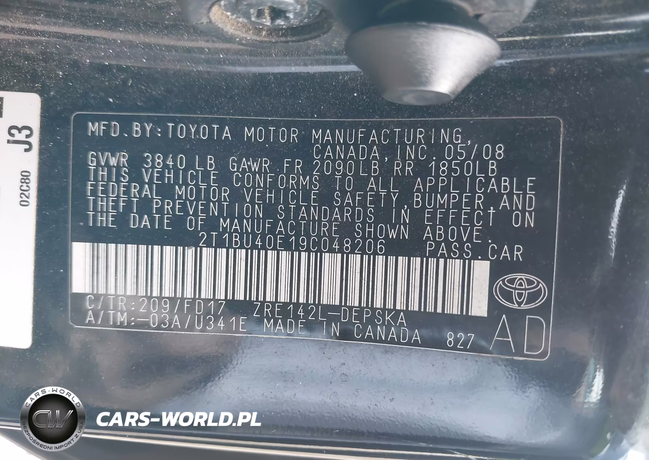 2009 Toyota Corolla S VIN:2T1BU40E19C048206 - 9