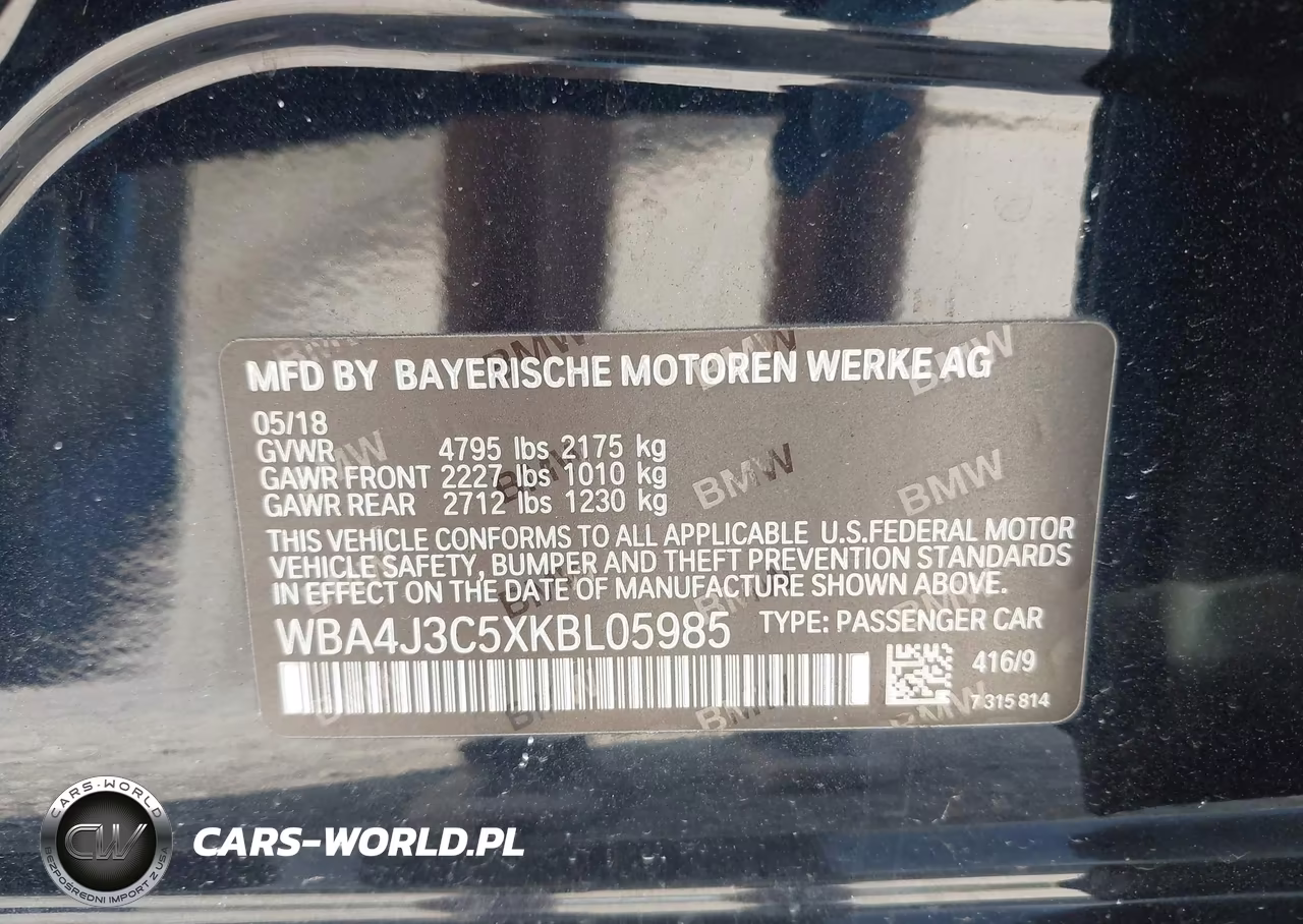 2019 BMW 430I Gran Coupe xDrive VIN:WBA4J3C5XKBL05985 - 9