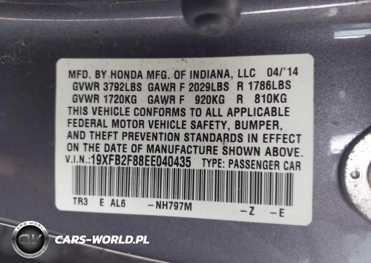2014 Honda Civic Ex VIN:19XFB2F88EE040435 - 9