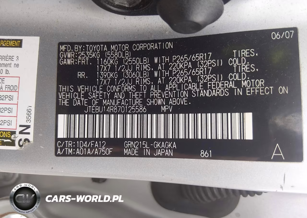 2007 Toyota 4Runner Sr5 V6 VIN:JTEBU14R870125586 - 9