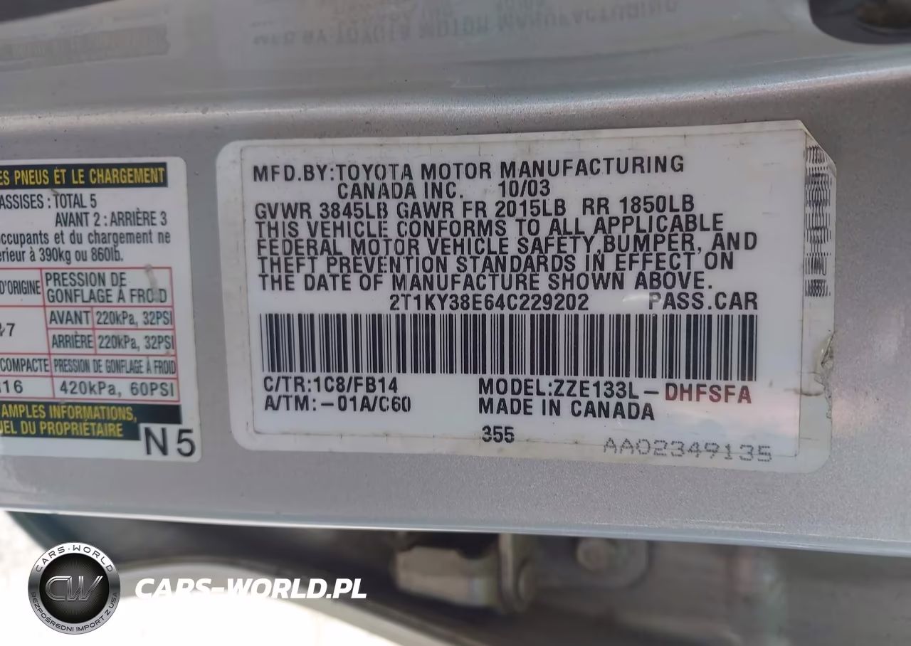 2004 Toyota Matrix Xrs VIN:2T1KY38E64C229202 - 9