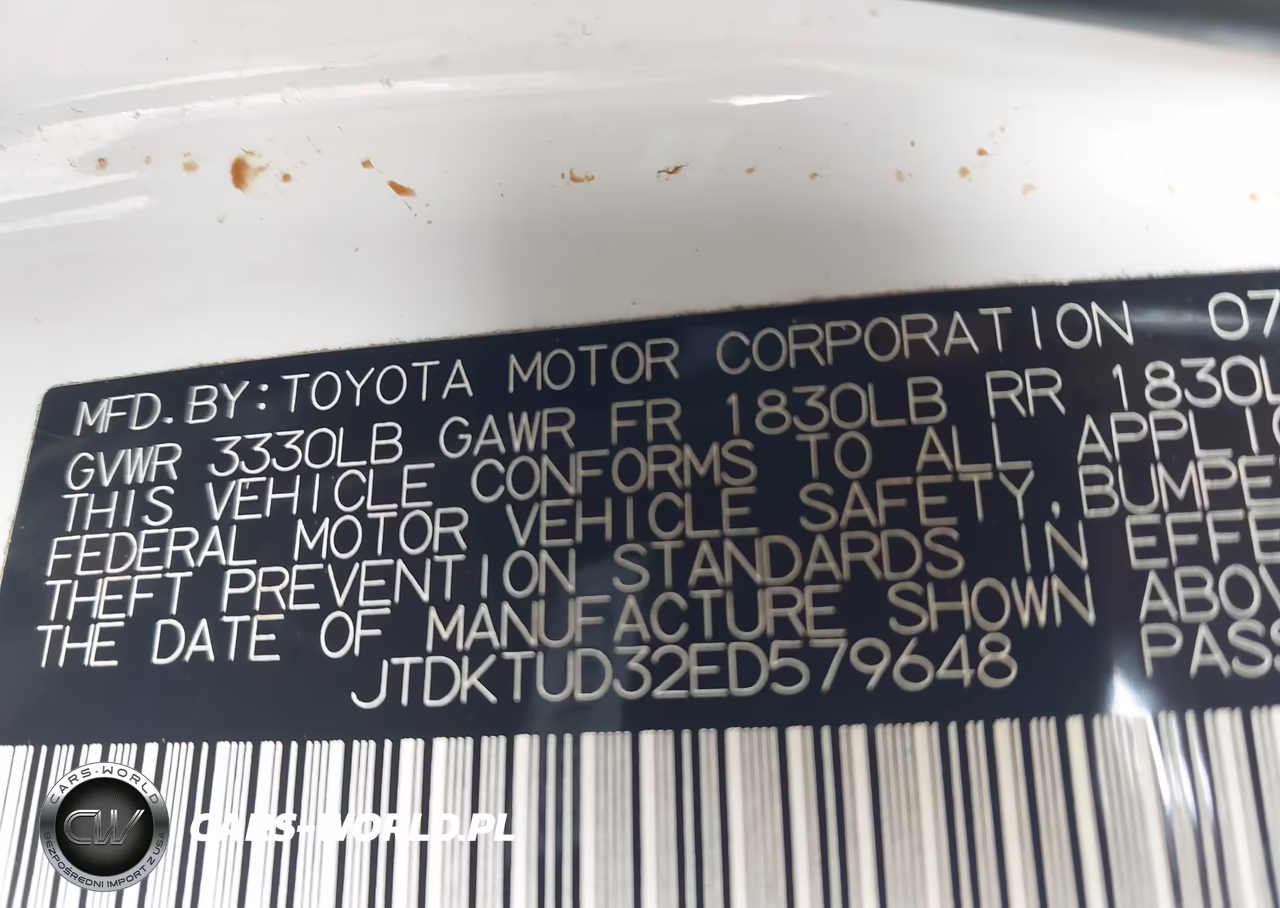 2014 Toyota Yaris Le (Tmc-Cbu Plant) VIN:JTDKTUD32ED579648 - 9