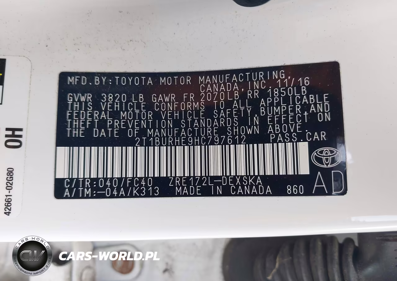 2017 Toyota Corolla Se VIN:2T1BURHE9HC797612 - 9