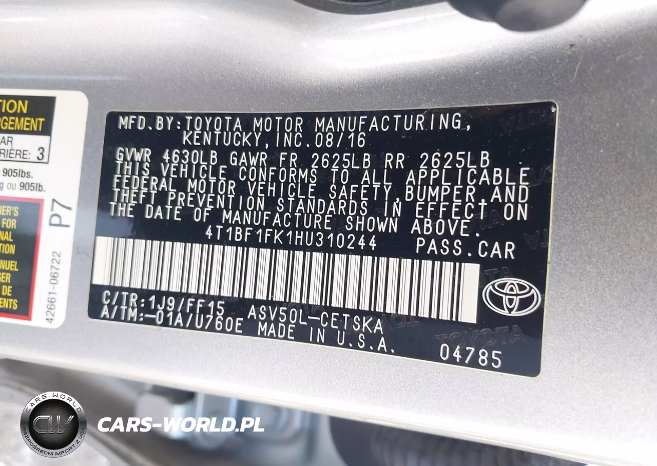2017 Toyota Camry Se VIN:4T1BF1FK1HU310244 - 9