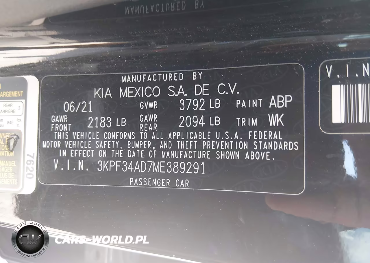 2021 Kia Forte Gt-Line VIN:3KPF34AD7ME389291 - 9