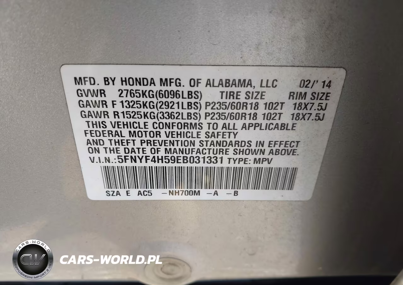 2014 Honda Pilot Ex-L VIN:5FNYF4H59EB031331 - 9