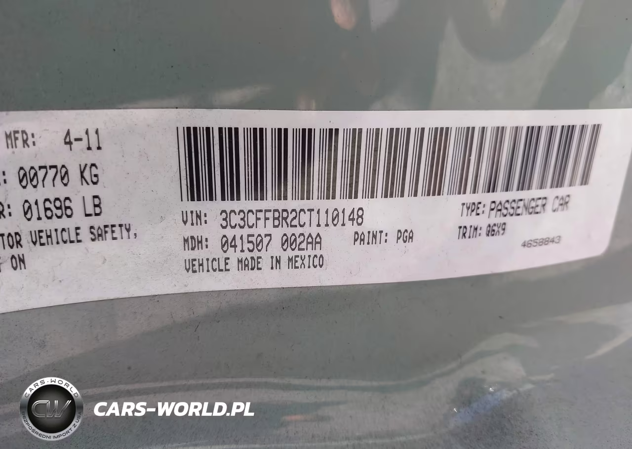2012 Fiat 500 Sport VIN:3C3CFFBR2CT110148 - 9