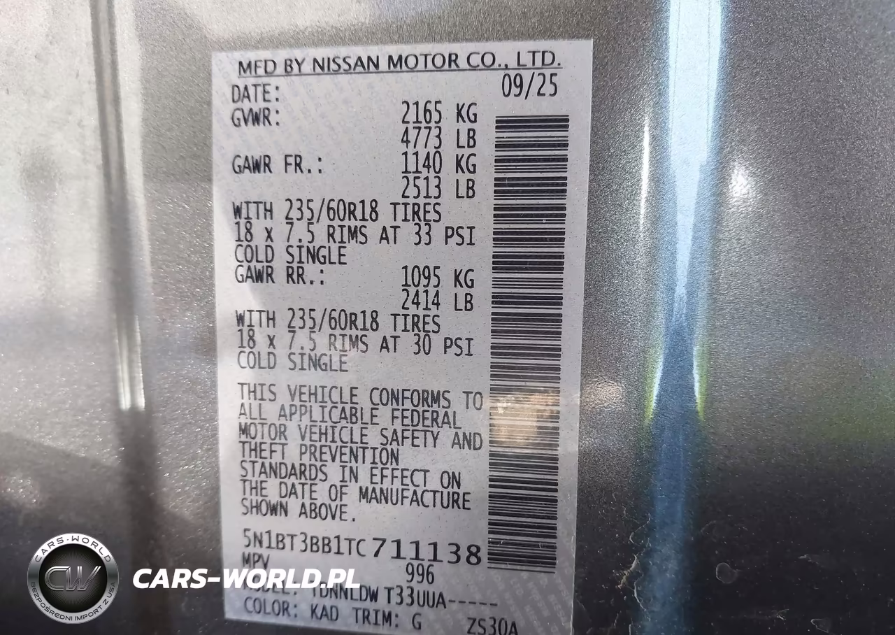 2026 Nissan Rogue Sv VIN:5N1BT3BB1TC711138 - 9